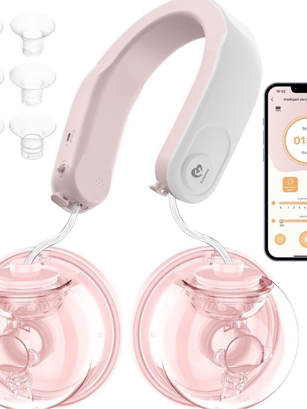 Electric Breast Pump with Pink Accents - Smart Hands-Free Portable Pump